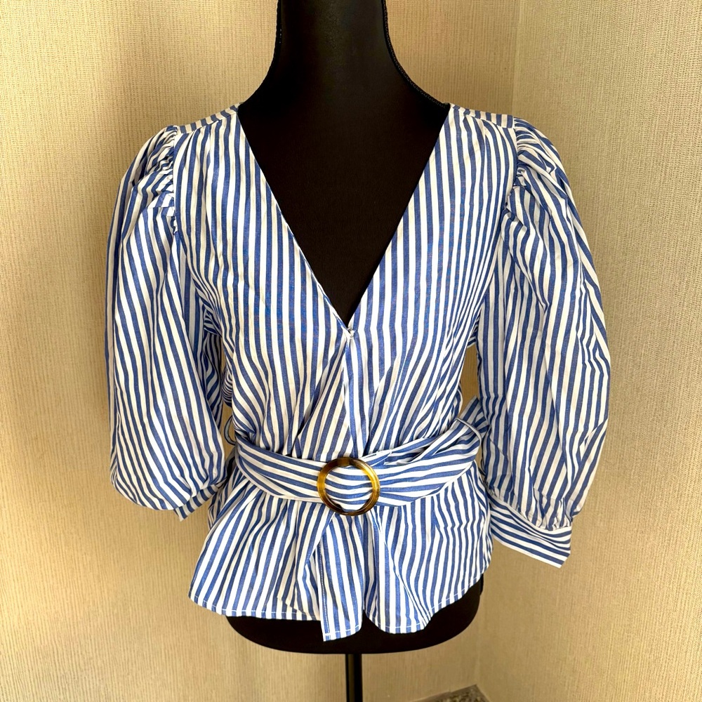 Lea and Viola Striped Blouse Size M NWT